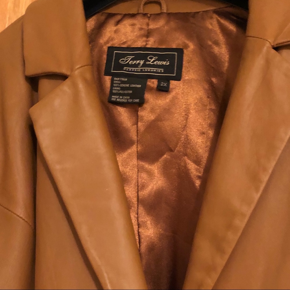 Terry Lewis Lthr Coat, 2X. Cognac. Barely Used.